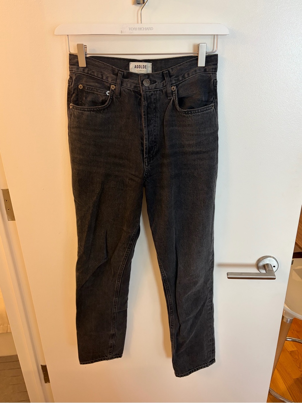Agolde Slim Straight Black Jeans